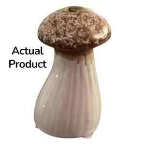 Brand New Handmade Ceramic Mushroom Mini Taper Candle Holder in Cream and Brown